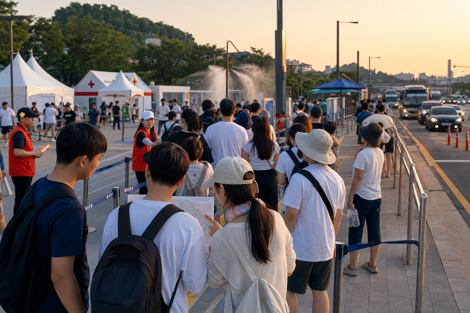 인파가 몰리는 지점을 미리 정하세요